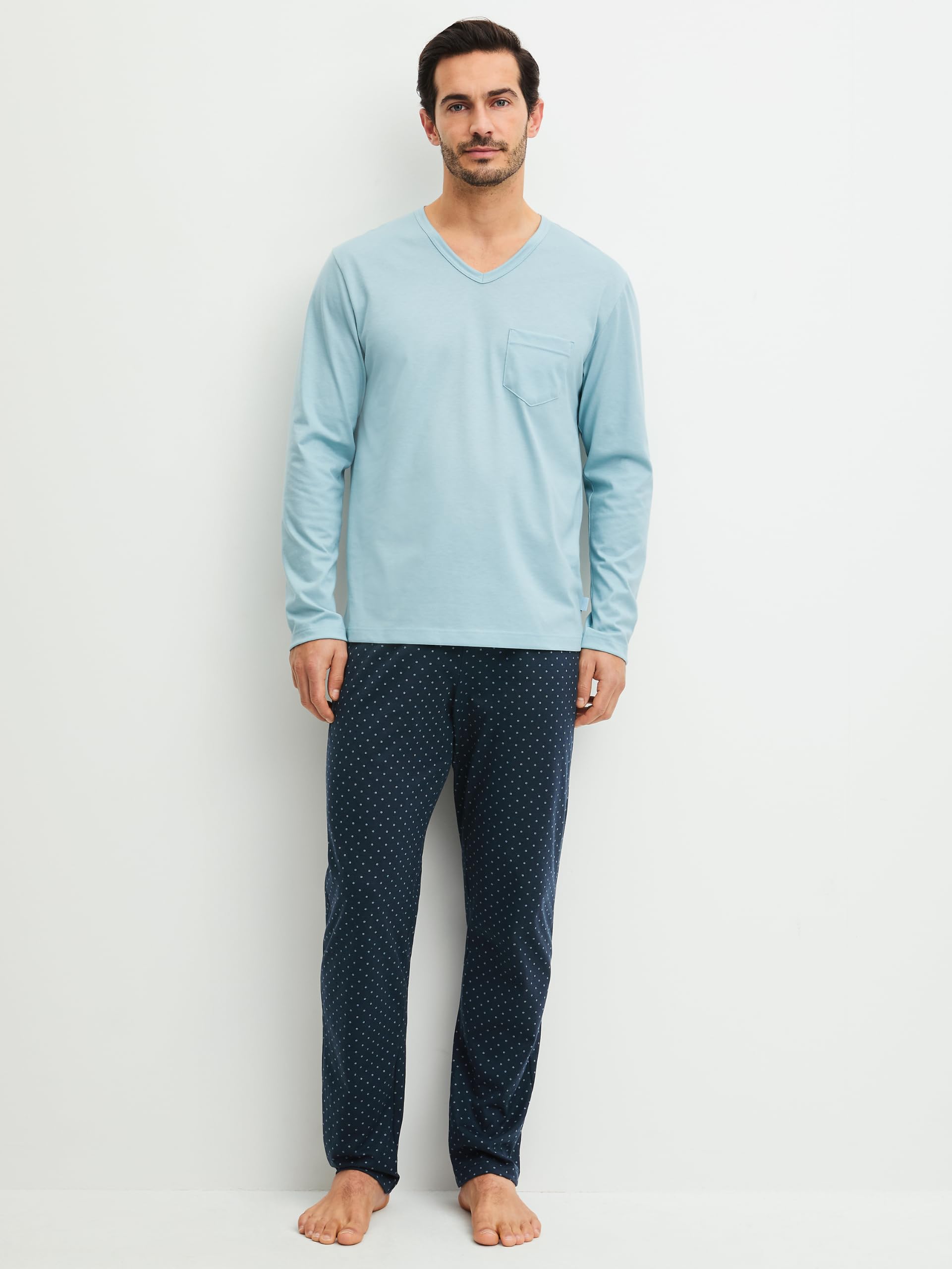 calida-relax-imprint-pyjama-herren-kurz-deep-petrol-print image 2