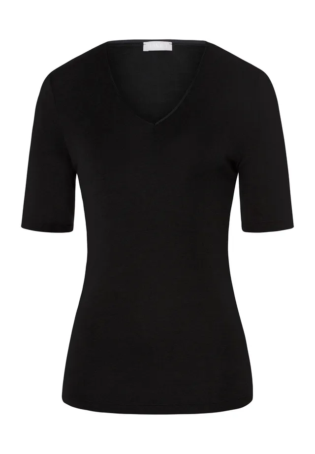 hanro-woolen-silk-kurzarm-shirt-schwarz-wolle-seide image 1