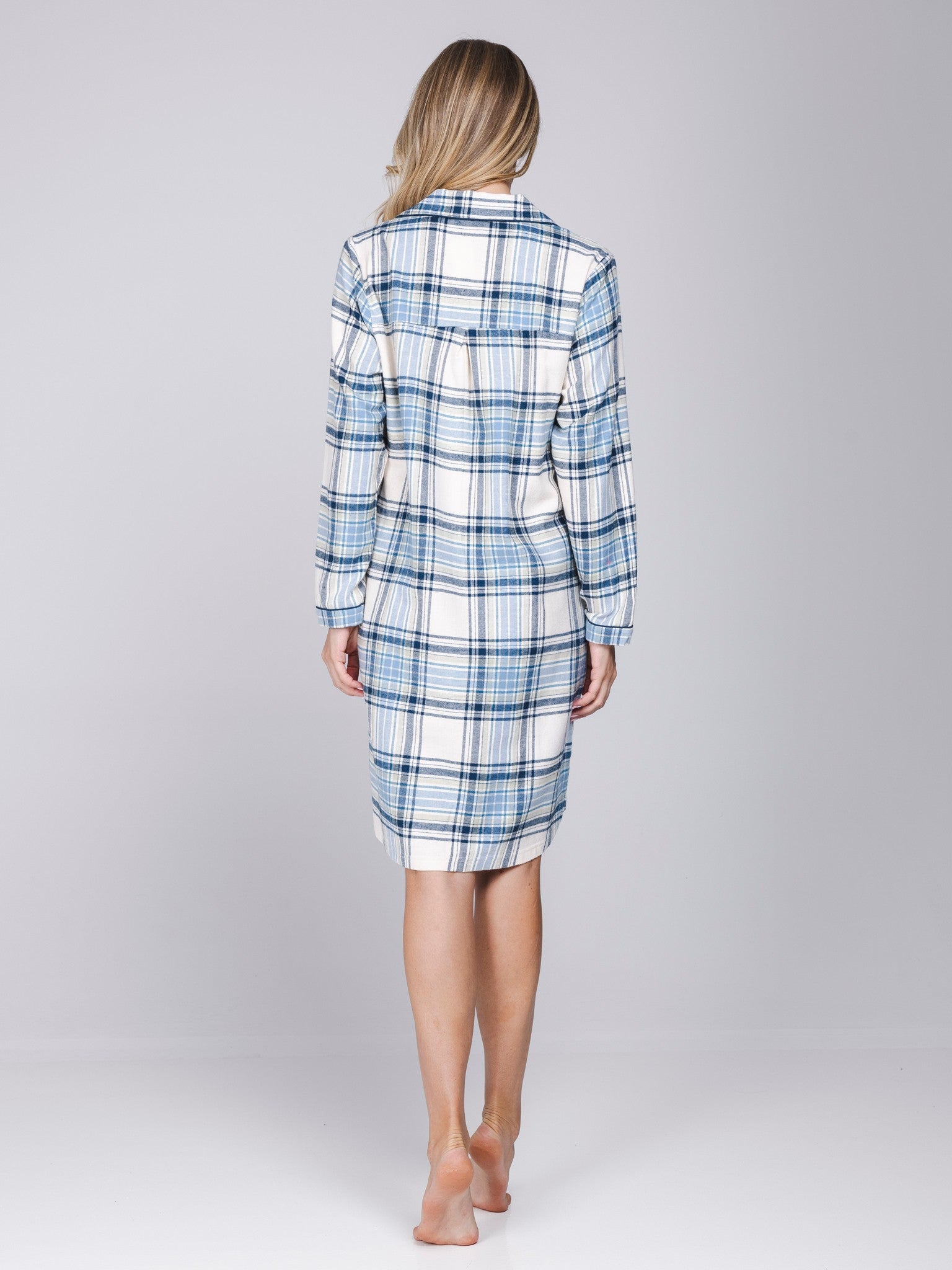 pastunette-frosty-check-nachthemd-blau-flanell-knopfleiste image 3