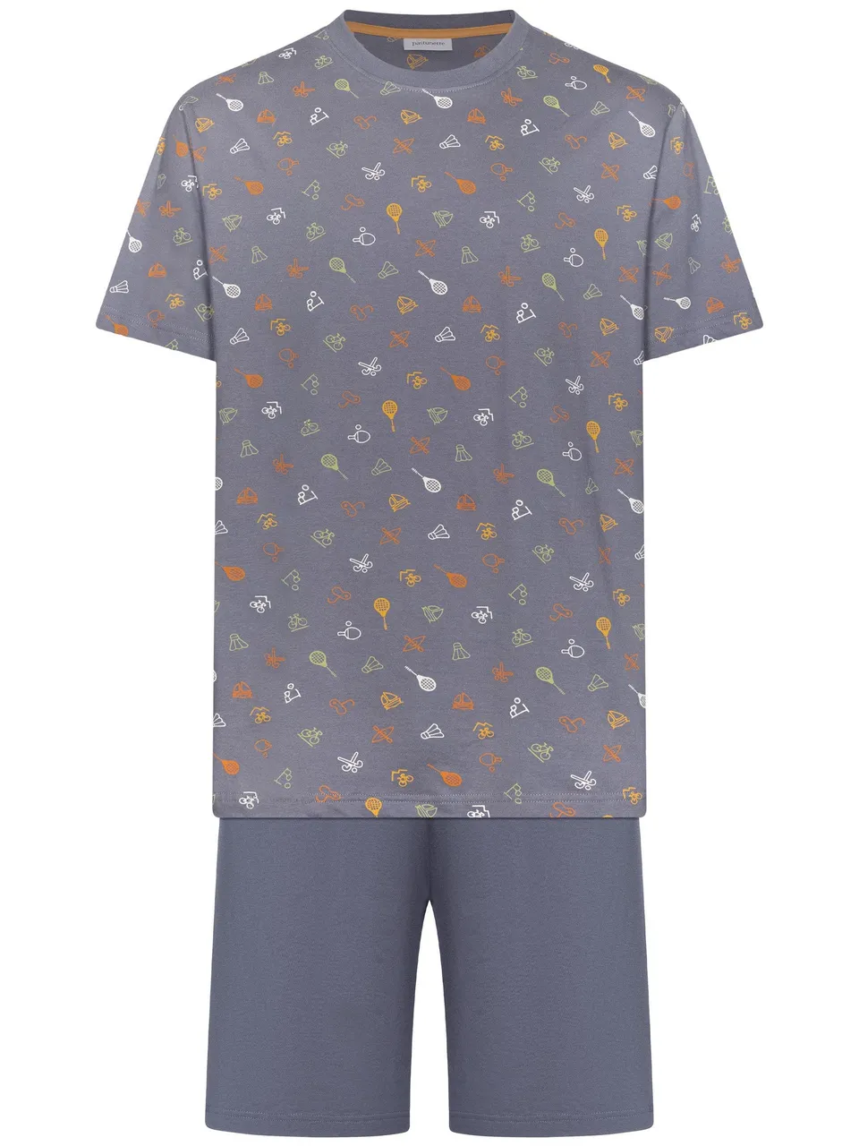 pastunette-sporty-shortama-schlafanzug-grau-100-baumwolle image 1