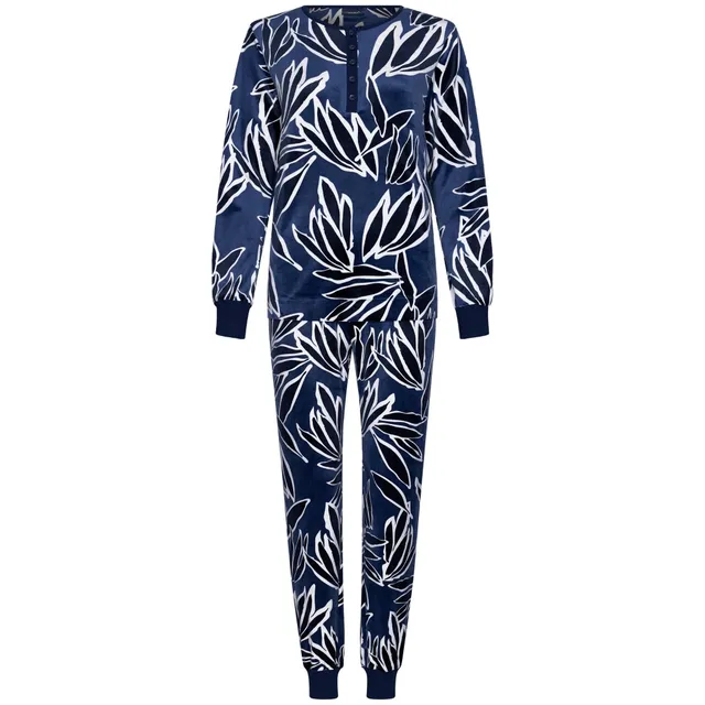 pastunette-flow-pyjama-dunkelblau-velours-recycelt image 1
