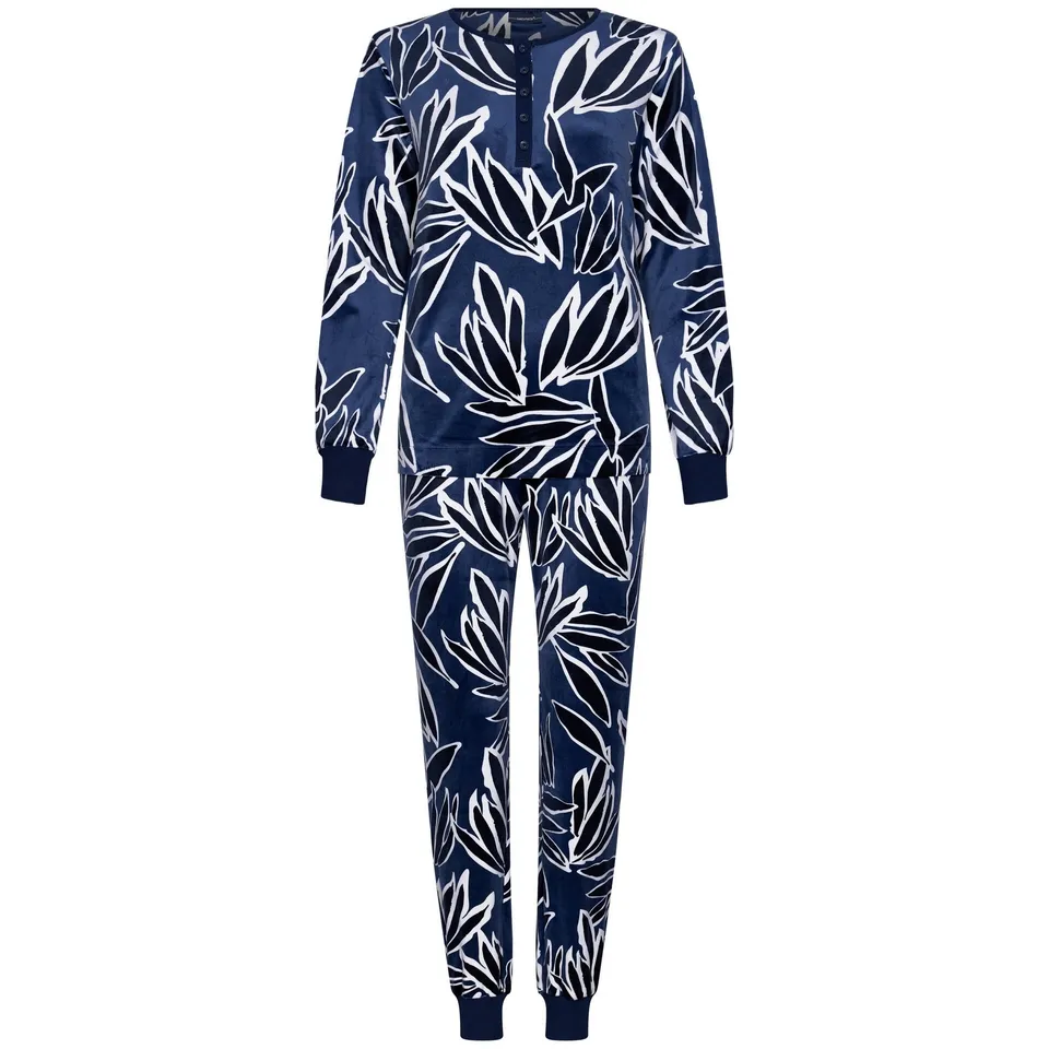 pastunette-flow-pyjama-dunkelblau-velours-recycelt image 1