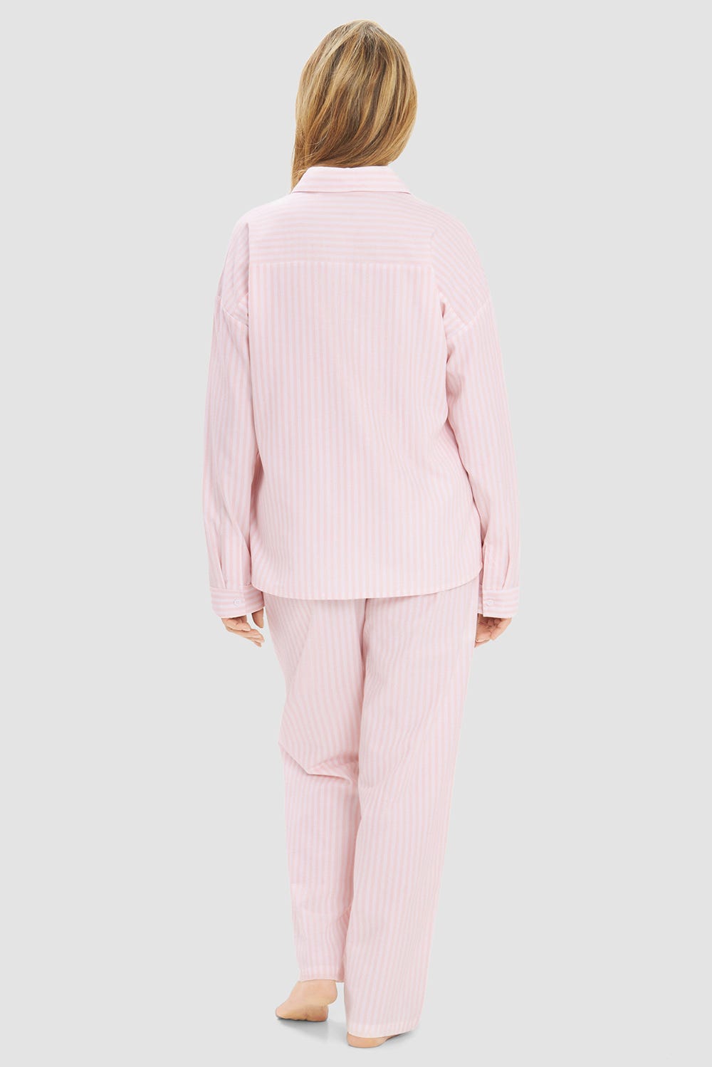 r-sch-be-happy-pyjama-lang-flanell-damen-rosa-streifen image 3