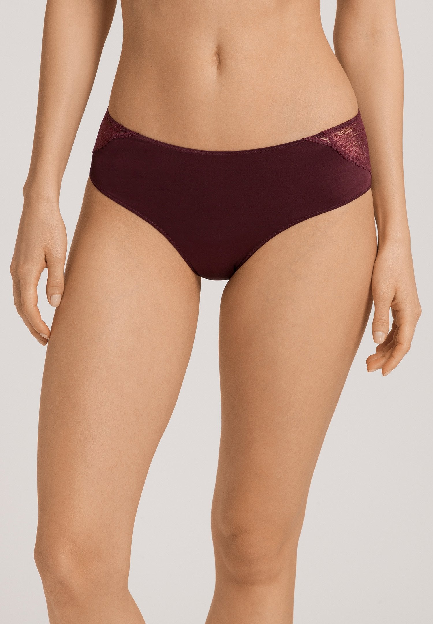 hanro-lilith-midi-briefs-slip-vivid-brown-spitze-damen image 2