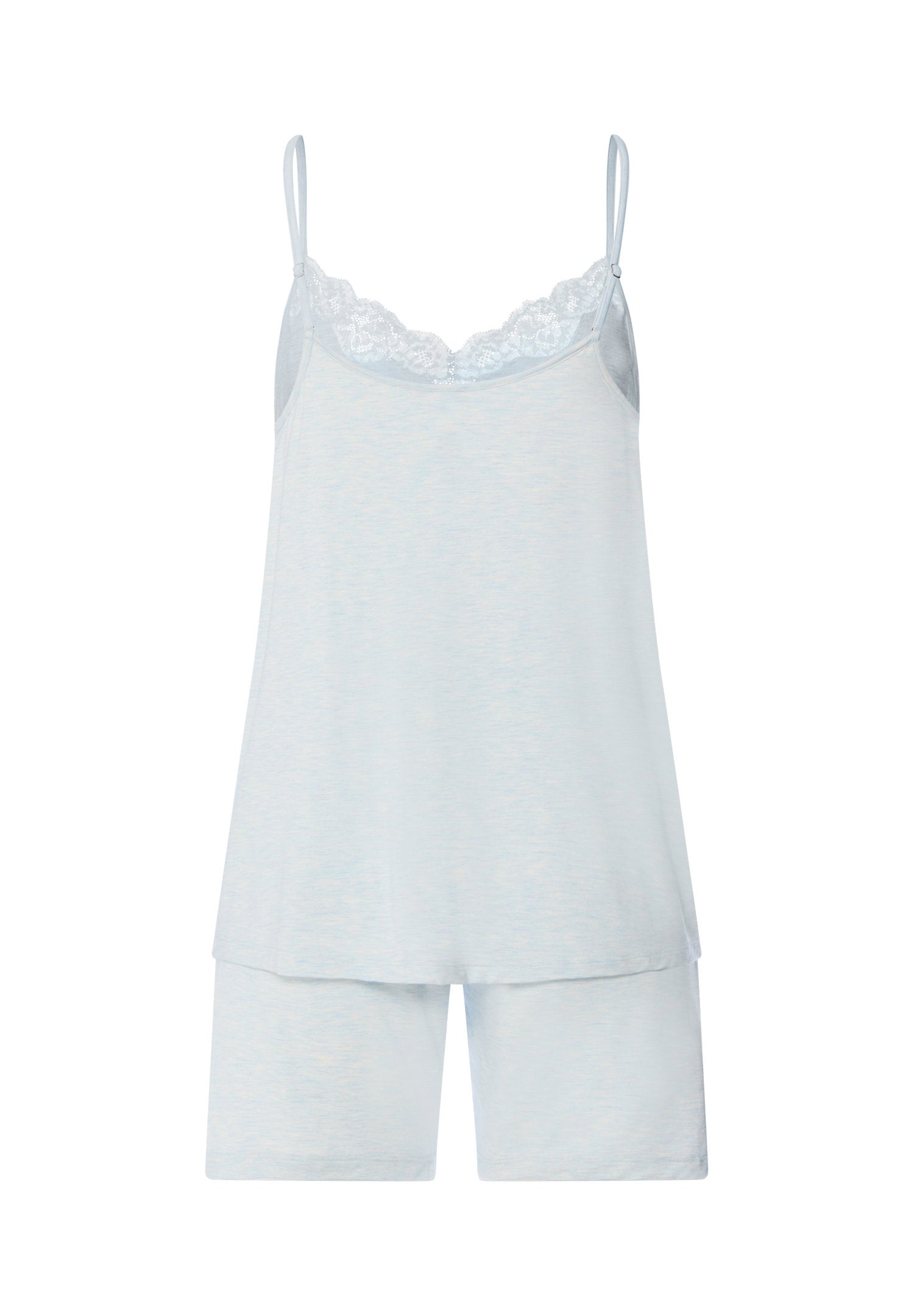 hanro-natural-elegance-shorty-pyjama-wasserblau-spitze-viskose image 3