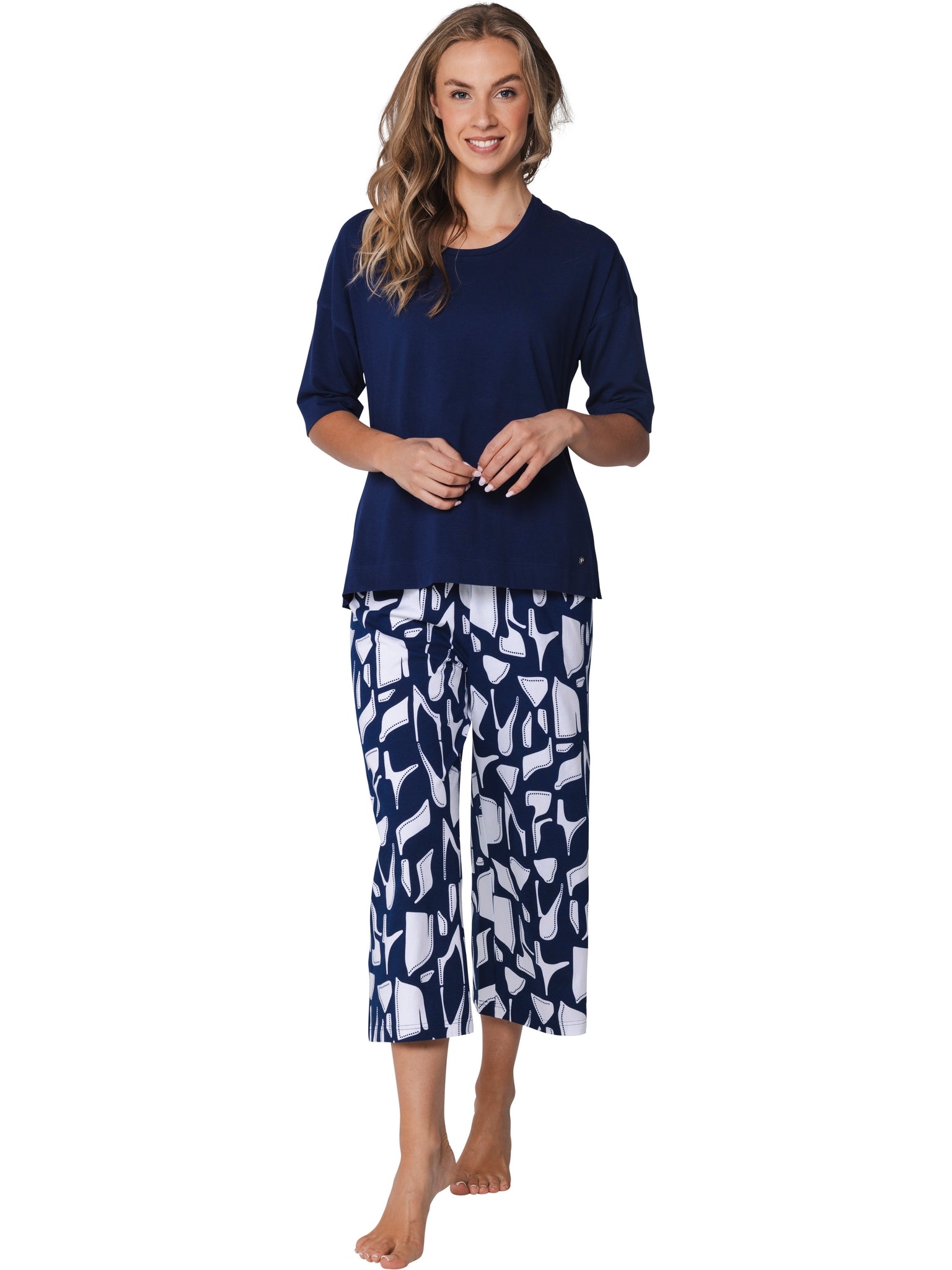 pastunette-midnight-mosaic-pyjama-blau-bio-baumwolle image 4