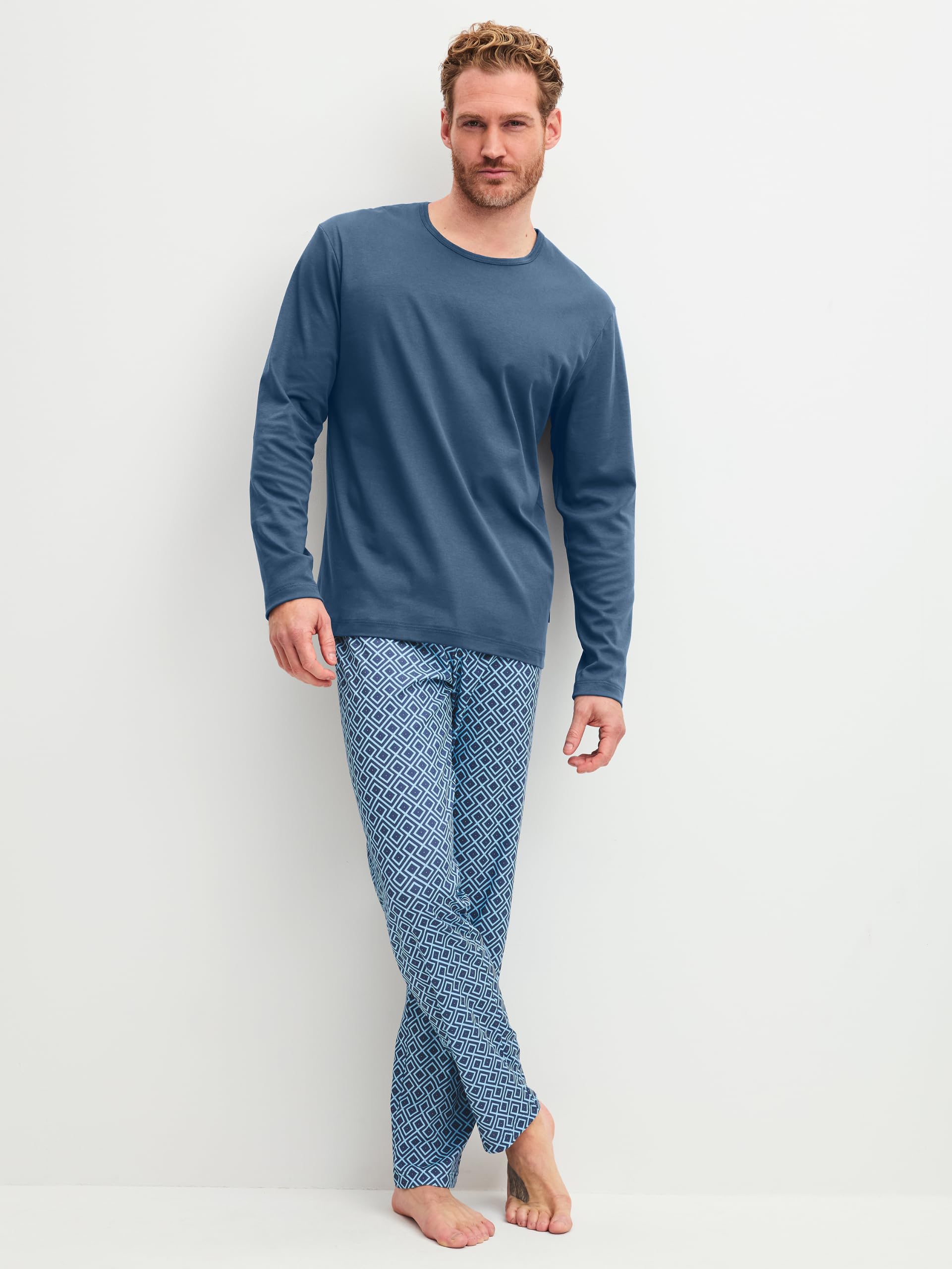 calida-relax-streamline-pyjama-herren-lang-atlantic-blue-baumwolle image 2