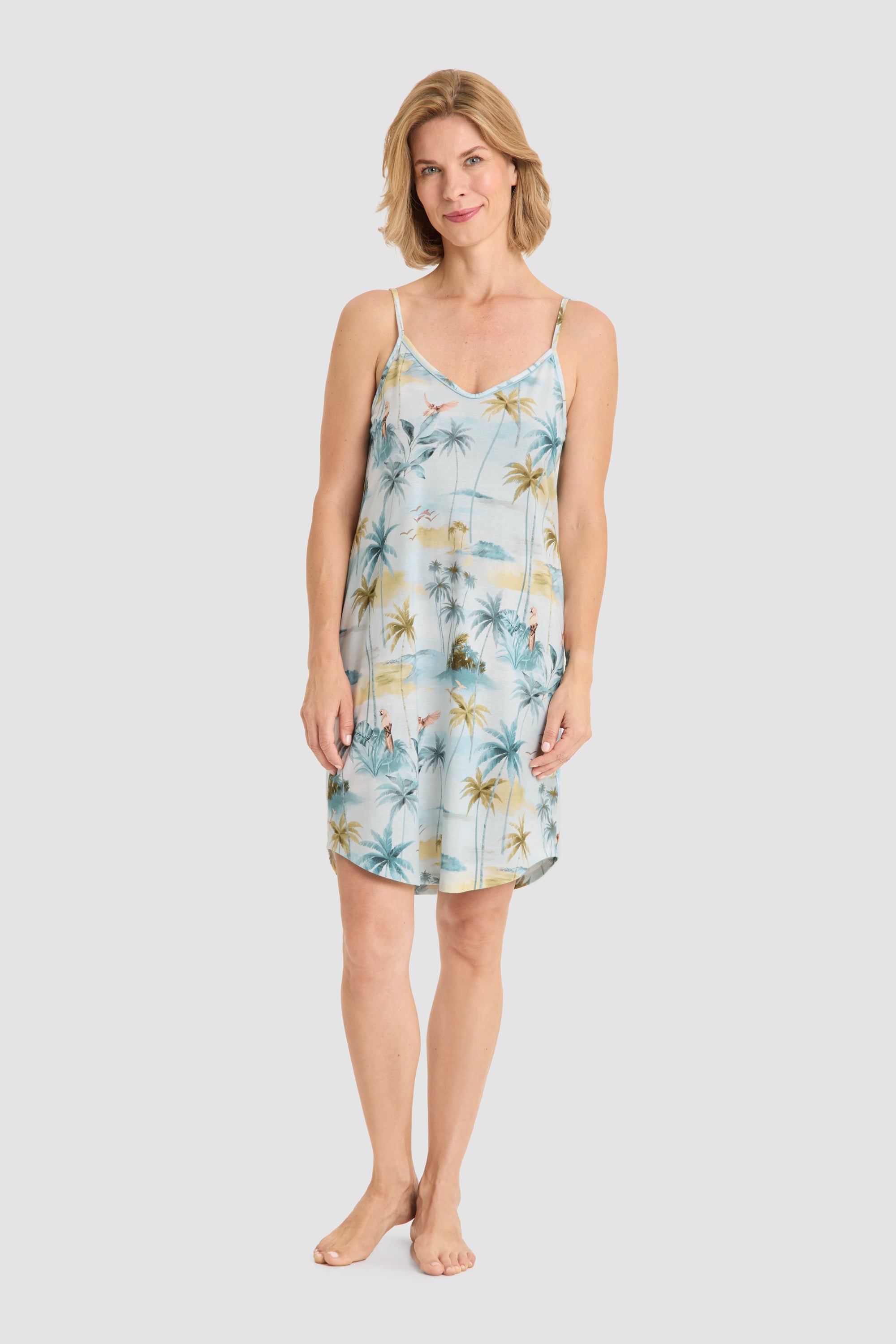 r-sch-be-happy-nachthemd-kurz-palmendruck-t-rkis image 1