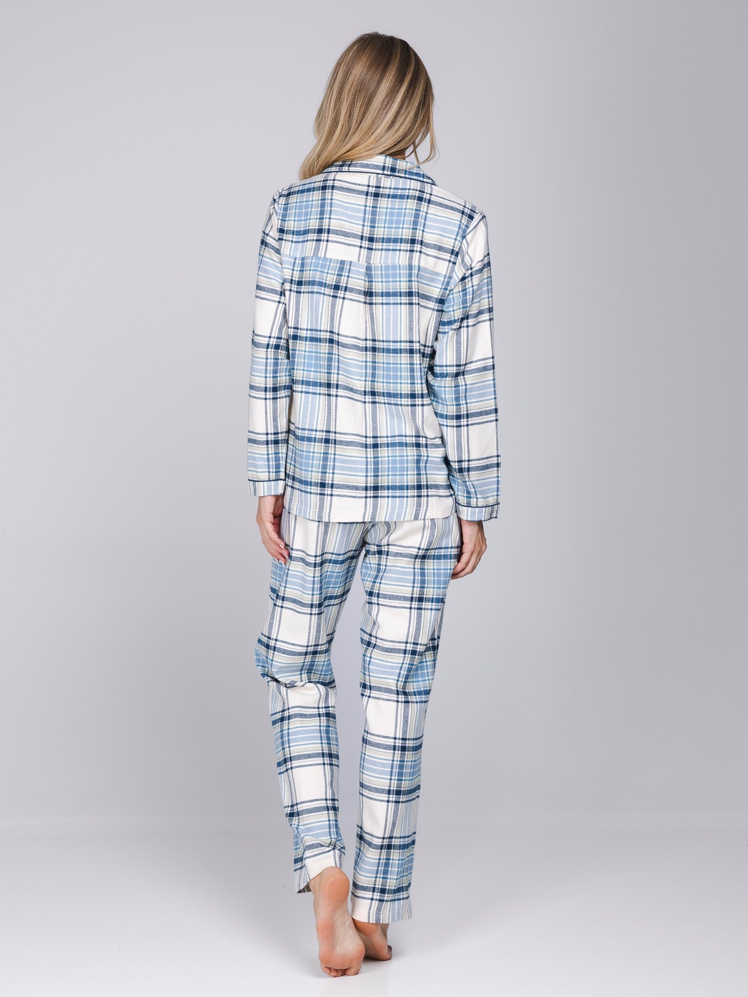pastunette-frosty-checks-pyjama-blau-kariert-baumwoll-flanell image 3