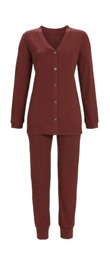ringella-pyjama-interlock-rippe-damen-schlafanzug-langarm-v-ausschnitt image 4