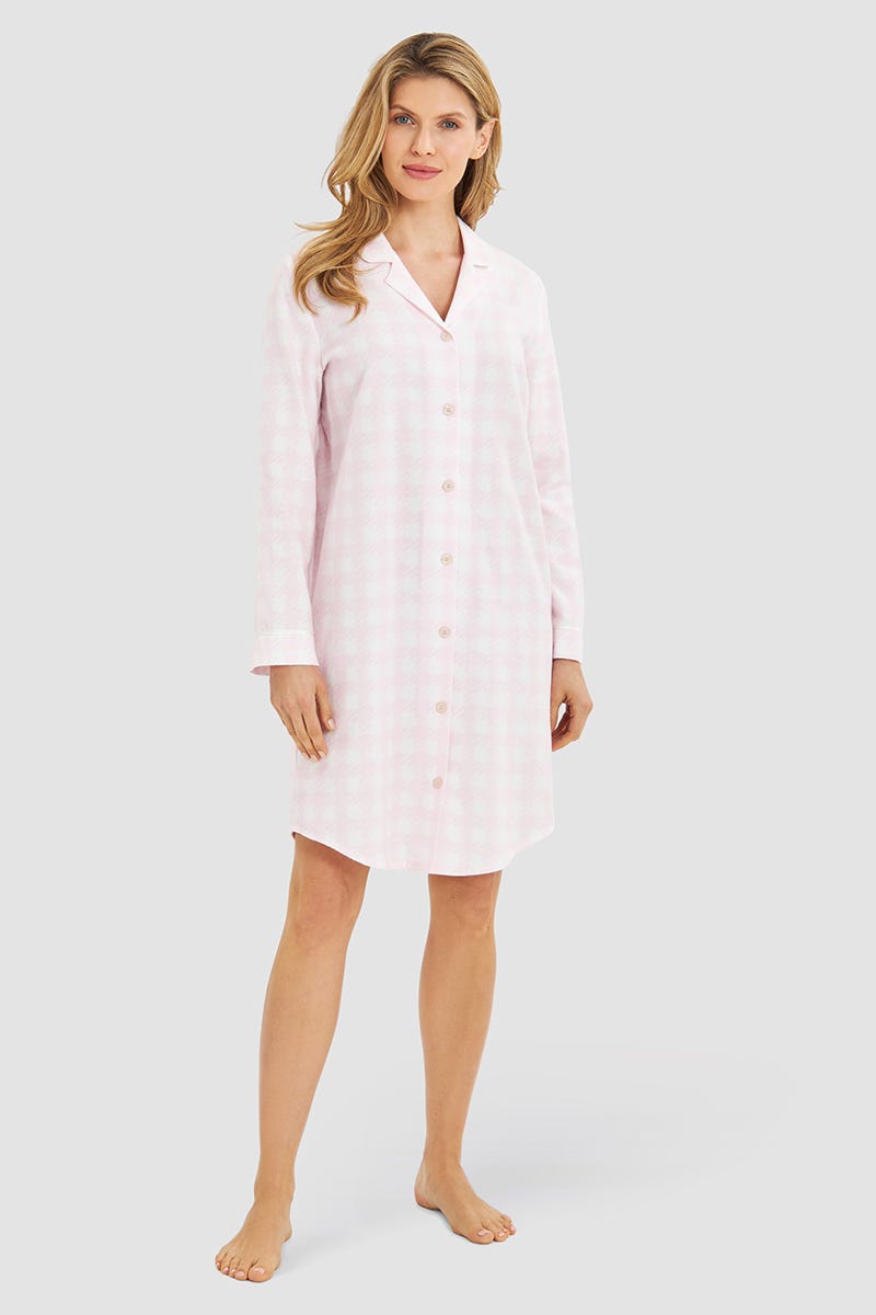 r-sch-be-happy-nachthemd-knielang-flanell-rosa-baumwolle image 1