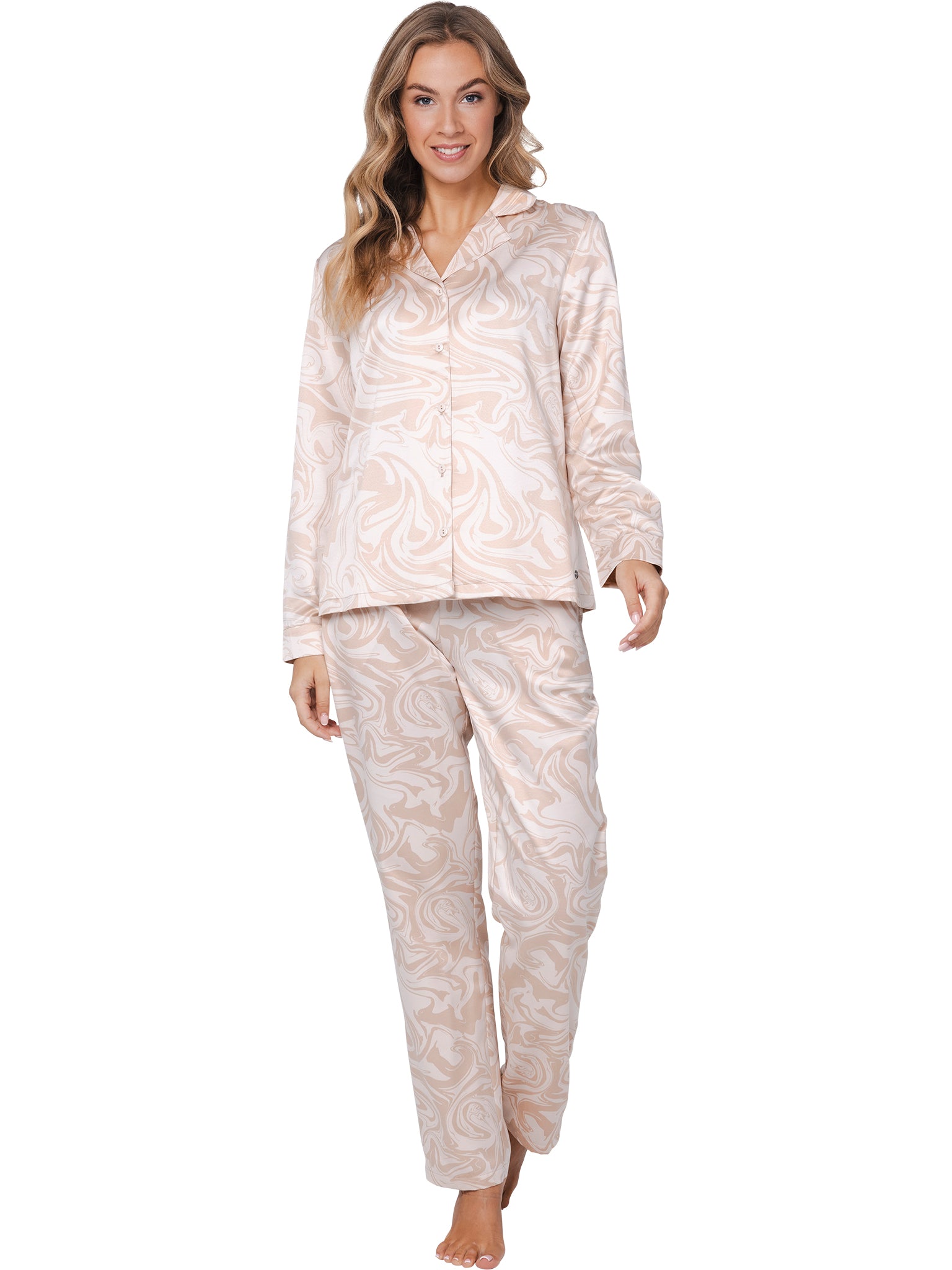 pastunette-premium-eternal-pyjama-beige-satin-knopf image 3