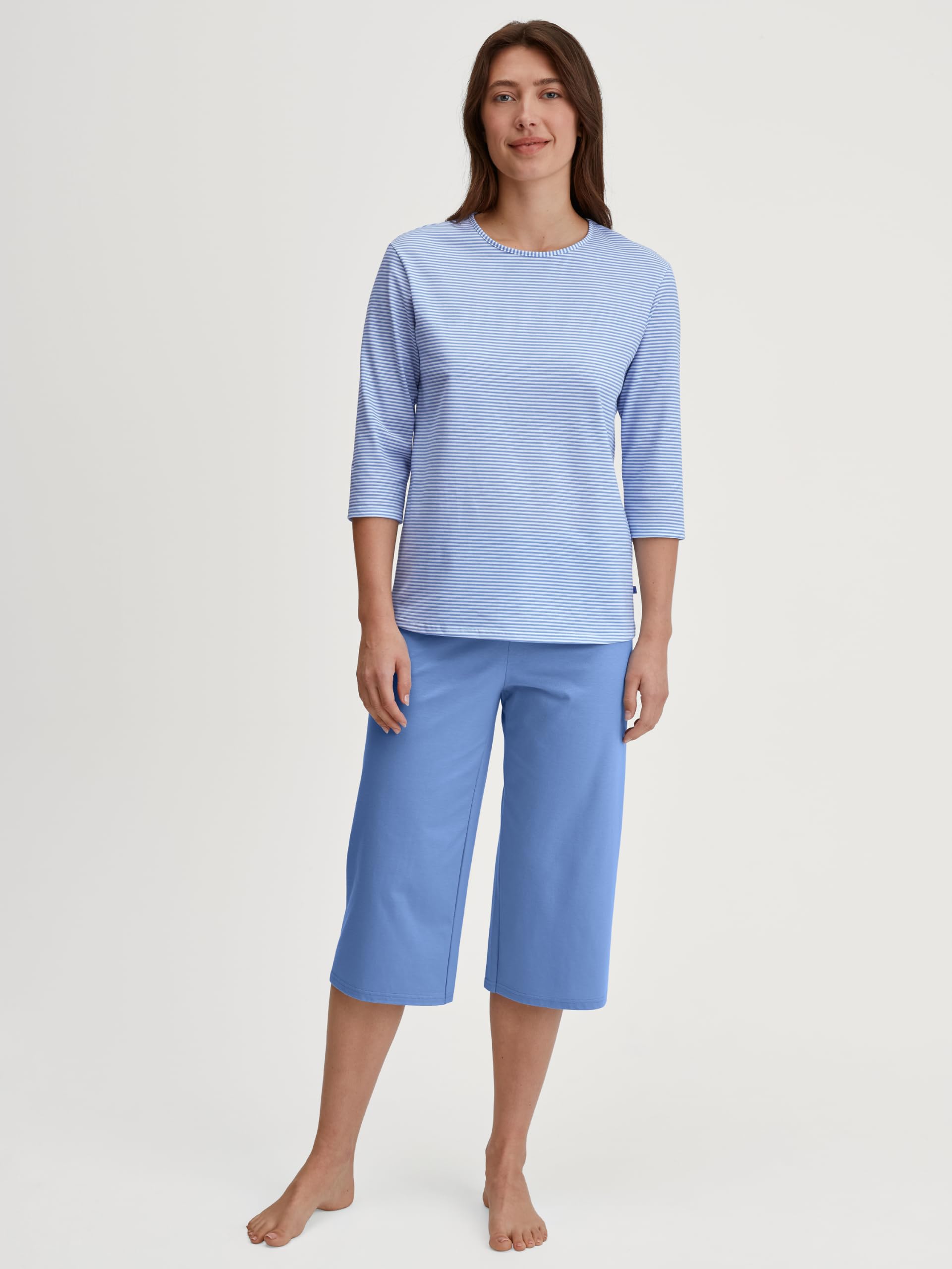 calida-lovely-nights-3-4-pyjama-damen-cascade-blue-baumwolle image 3
