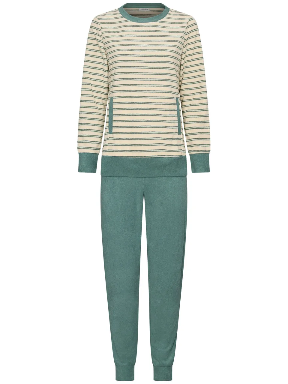 pastunette-nordic-leaf-pyjama-creme-gr-n-frottee image 1