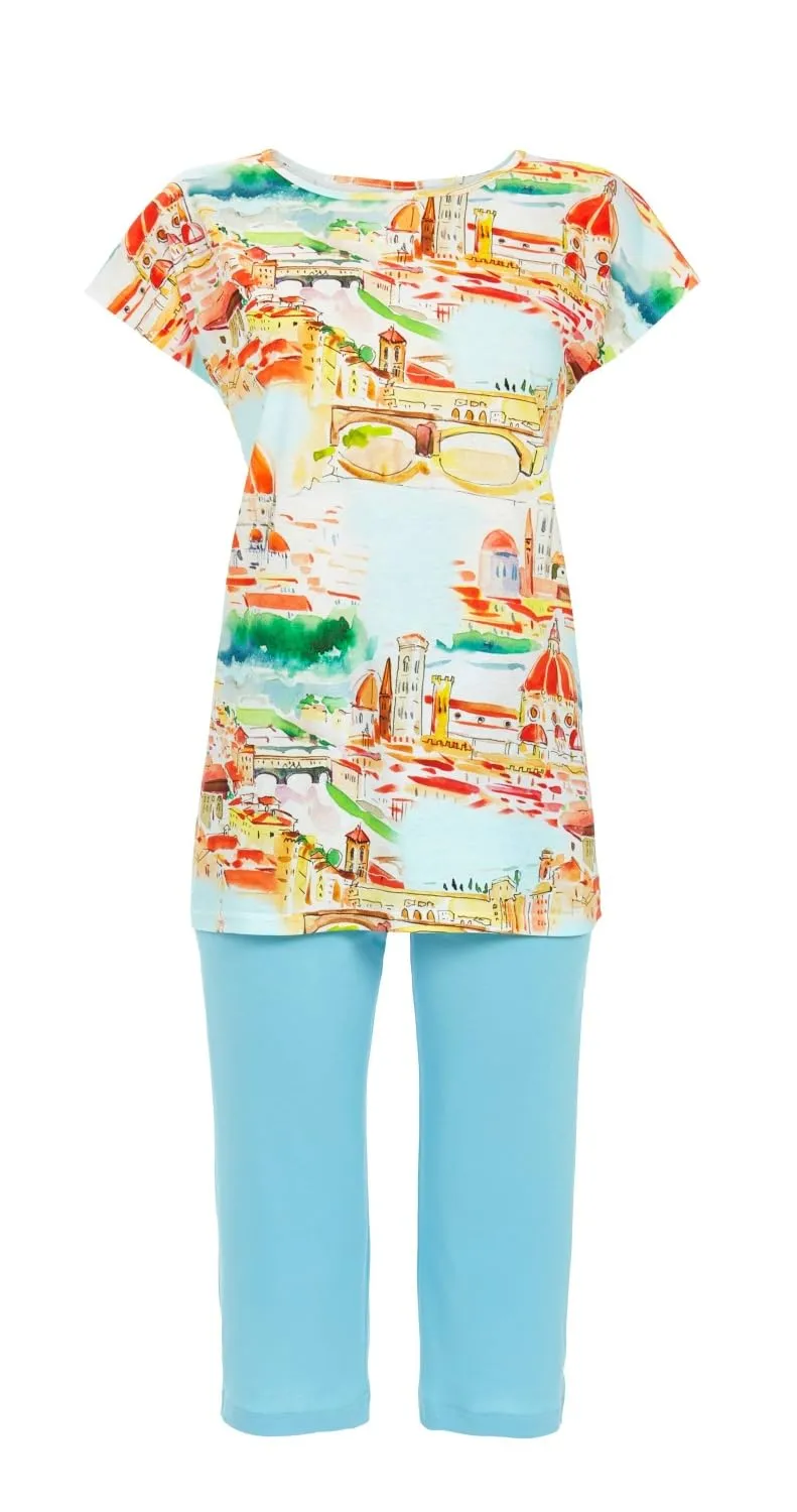 ringella-women-men-pyjama-capri-stadtmotiv-gr-36-t-rkis image 1