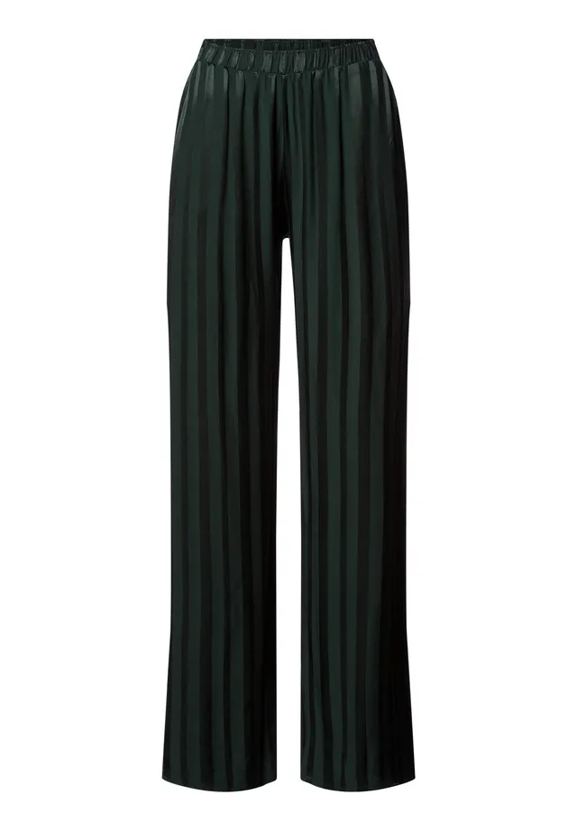 hanro-indra-pyjamahose-lang-dark-malachite-viskose-jacquard image 1