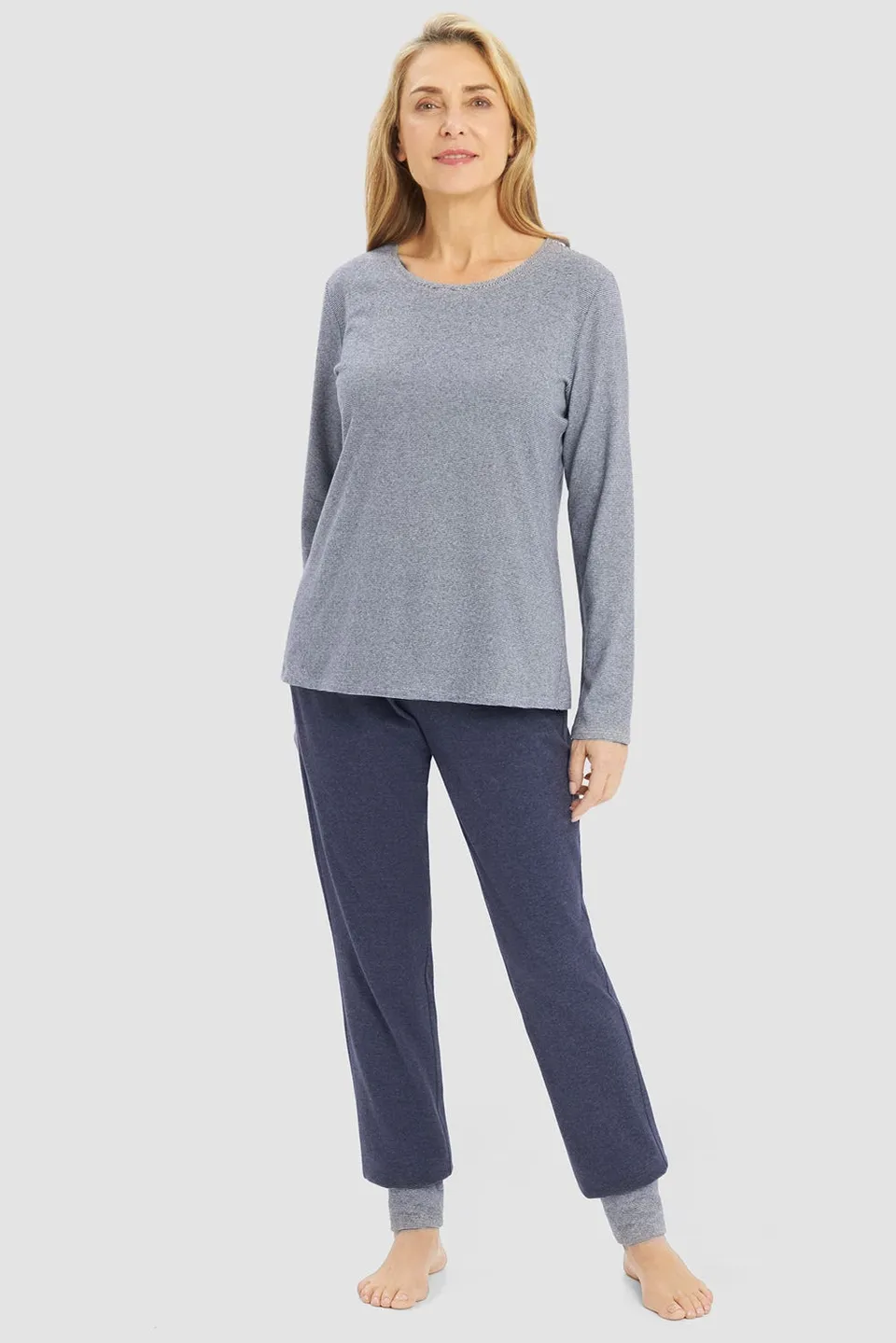 r-sch-be-happy-pyjama-lang-blau-ringel-jersey image 1