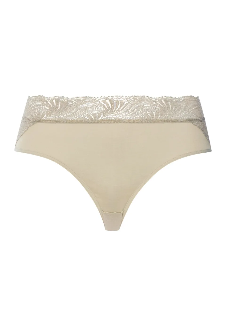 hanro-cotton-delight-midi-slip-damen-olive-baumwolle-spitze image 1