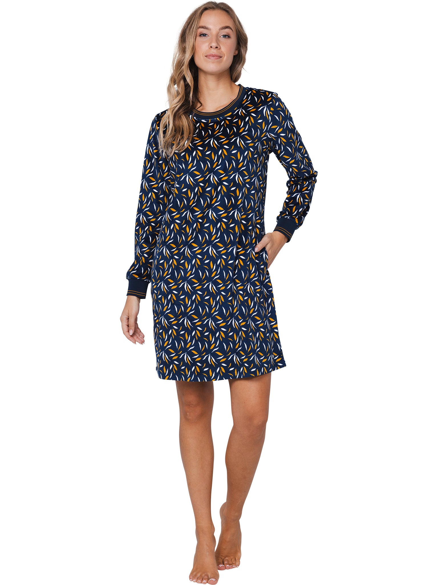 pastunette-moonlite-nachthemd-blau-langarm-velours-fleece image 2