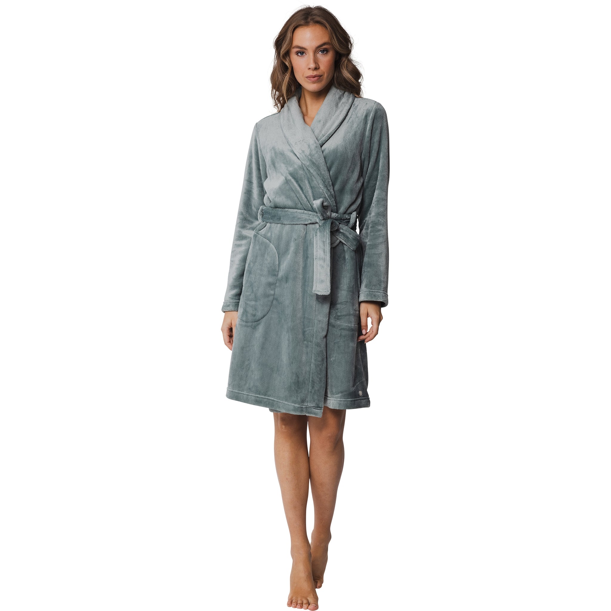 pastunette-mellow-bademantel-gr-n-fleece-mit-schalkragen image 2