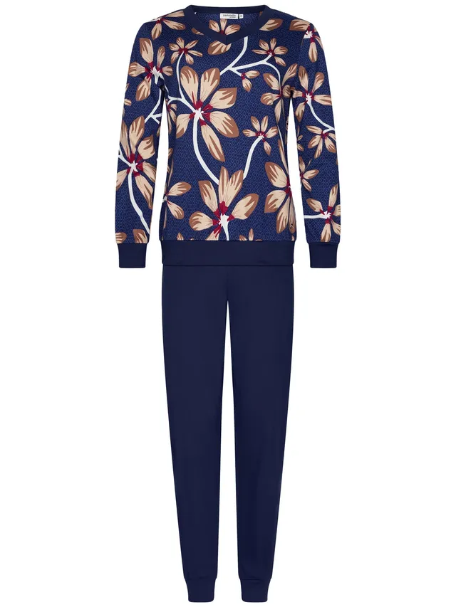 pastunette-premium-midnight-bloom-pyjama-blau-blumenprint image 1