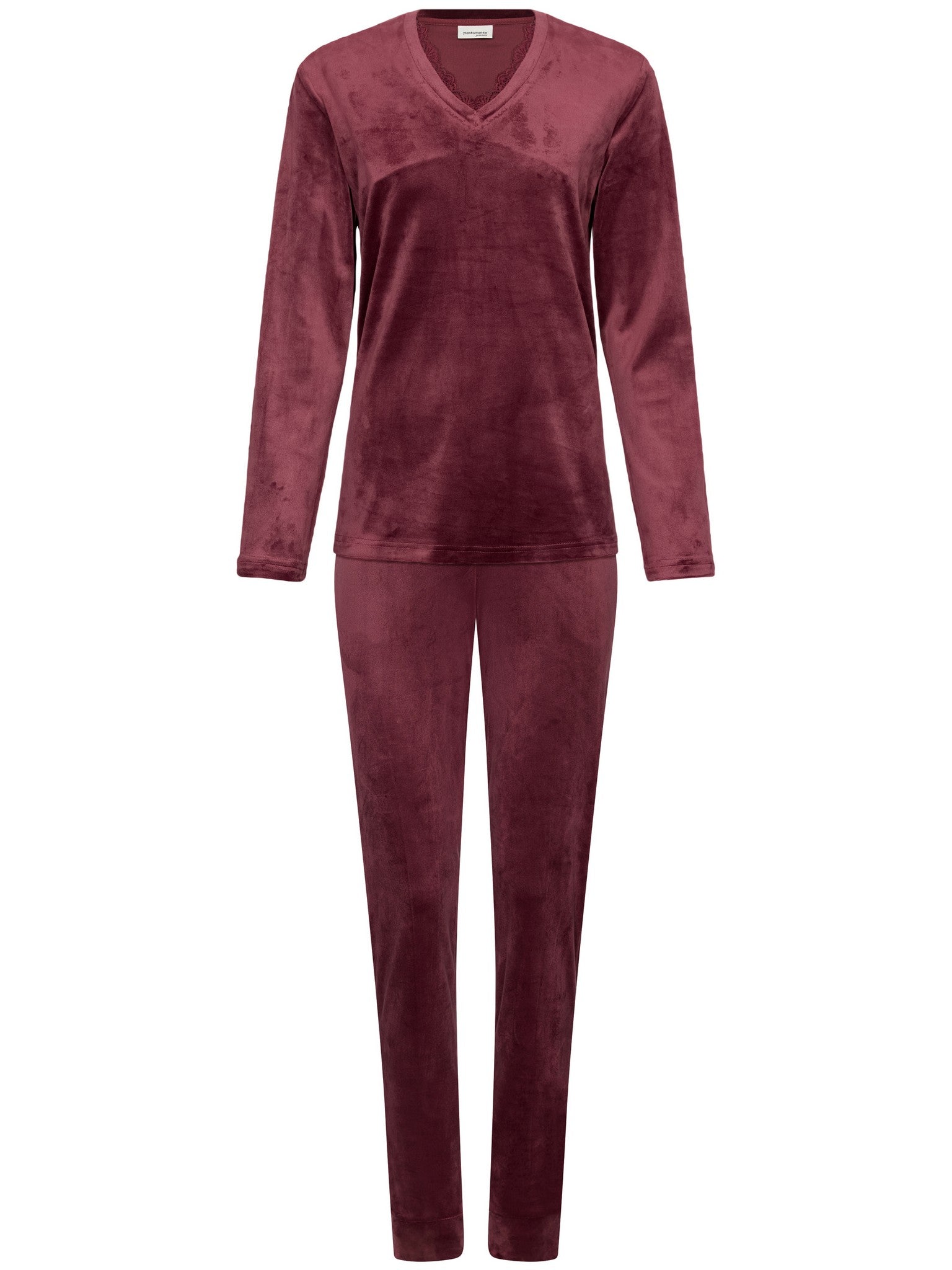 pastunette-premium-satin-wild-pyjama-bordeaux-velours-langarm image 1