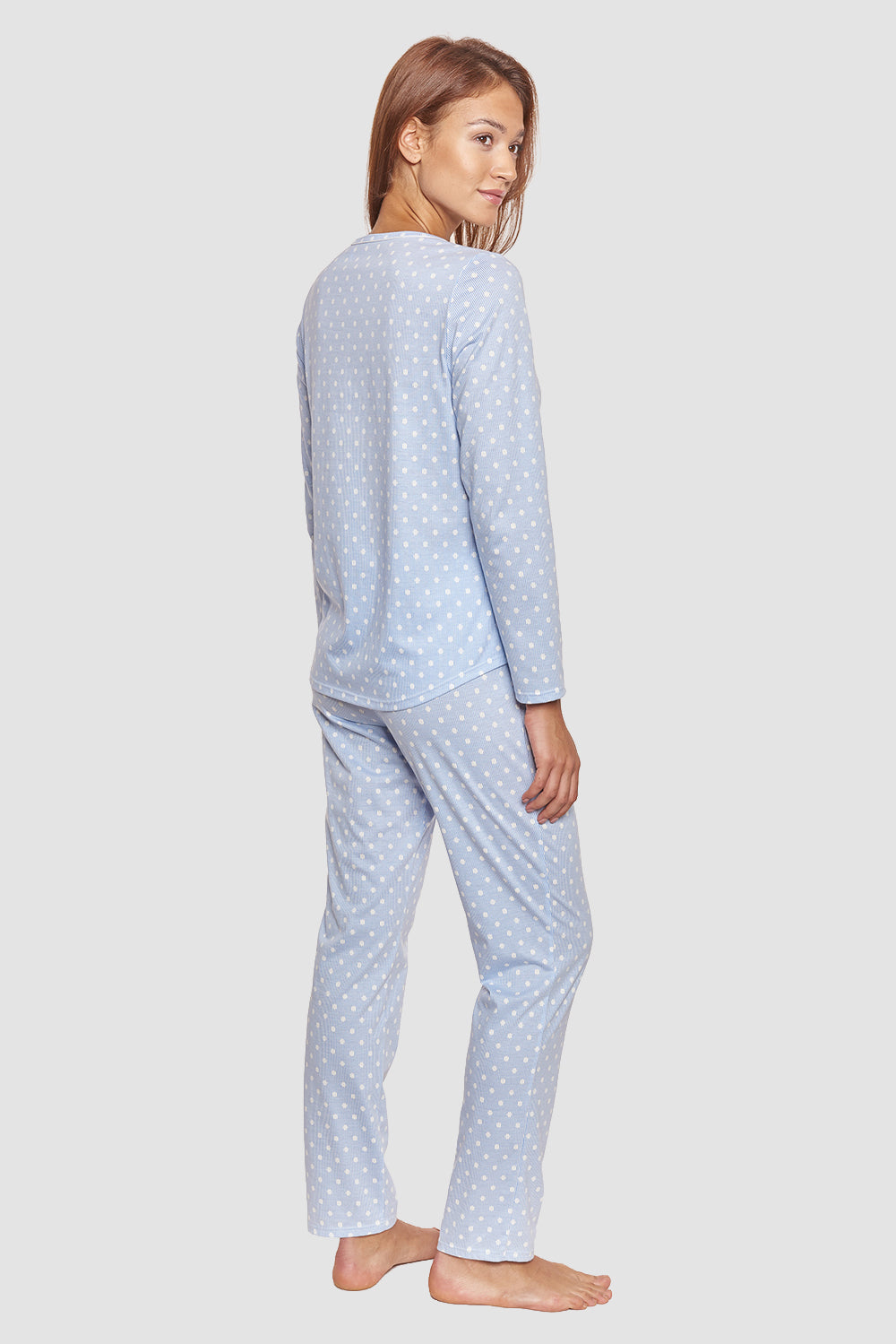 r-sch-be-happy-pyjama-damen-blau-punkte-streifen-lang image 3