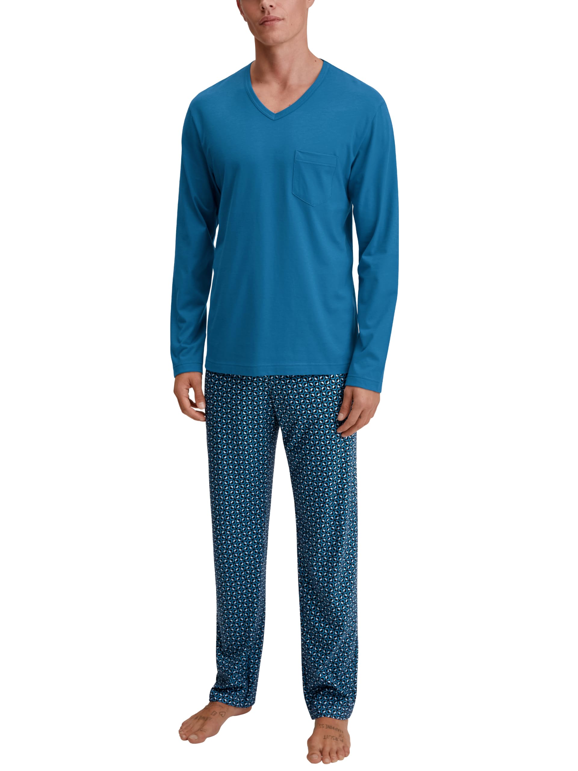 calida-relax-imprint-pyjama-herren-kurz-deep-petrol-print image 5