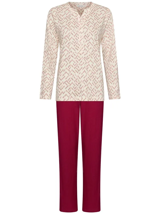 pastunette-rosewood-comfort-damen-pyjama-rot-bio-baumwolle image 1