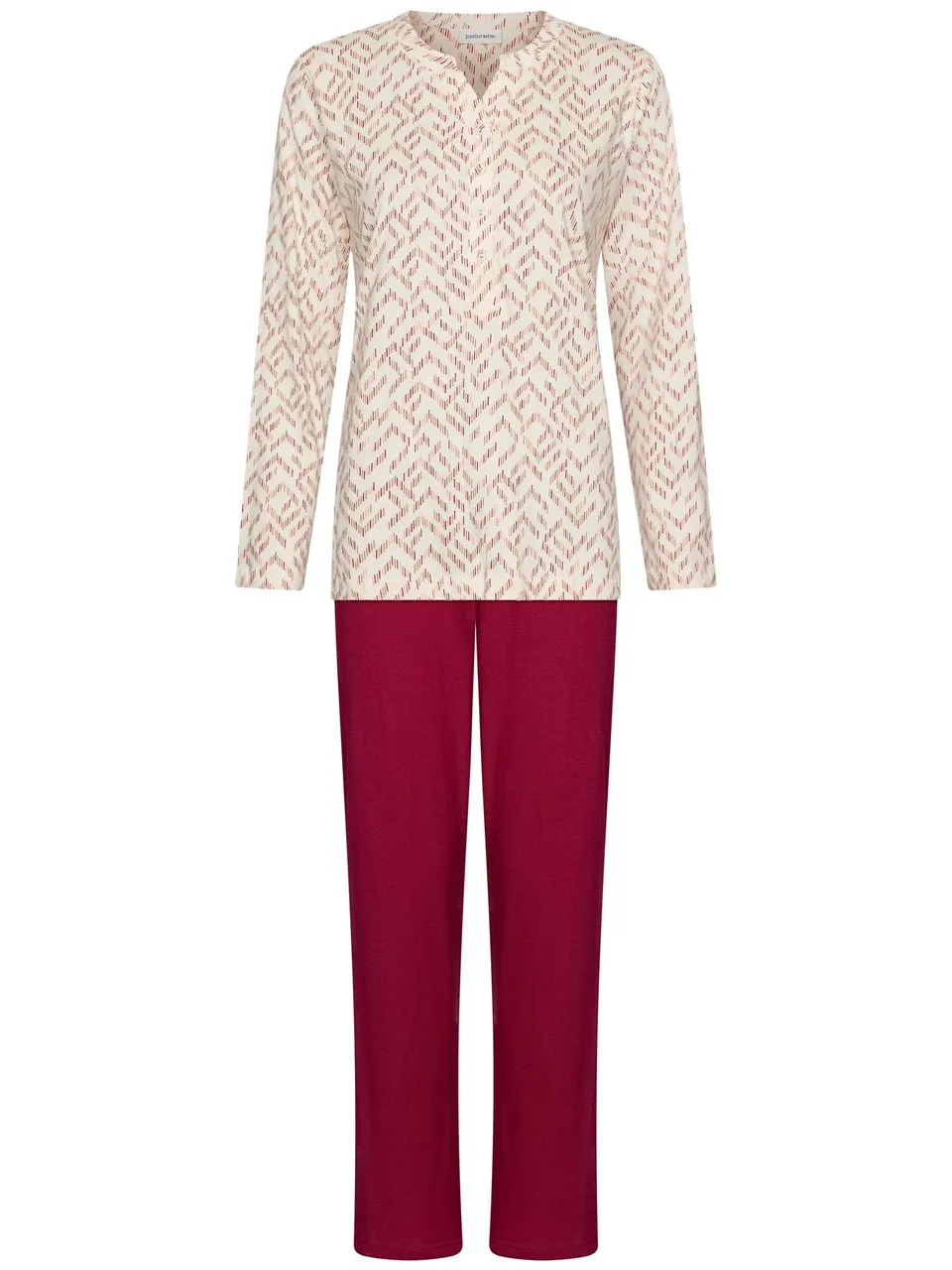 pastunette-rosewood-comfort-damen-pyjama-rot-bio-baumwolle image 1