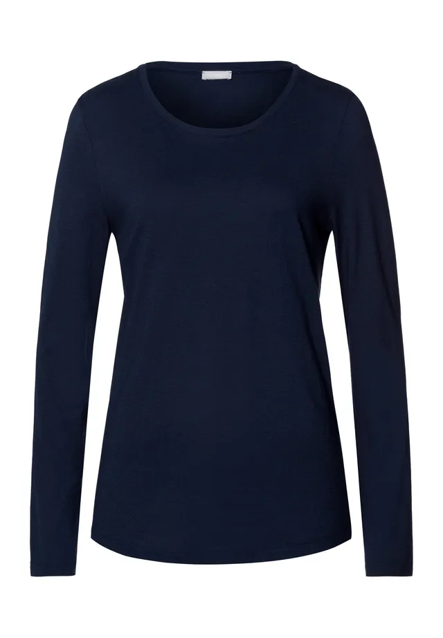hanro-sleep-lounge-langarmshirt-deep-navy-tencel image 1