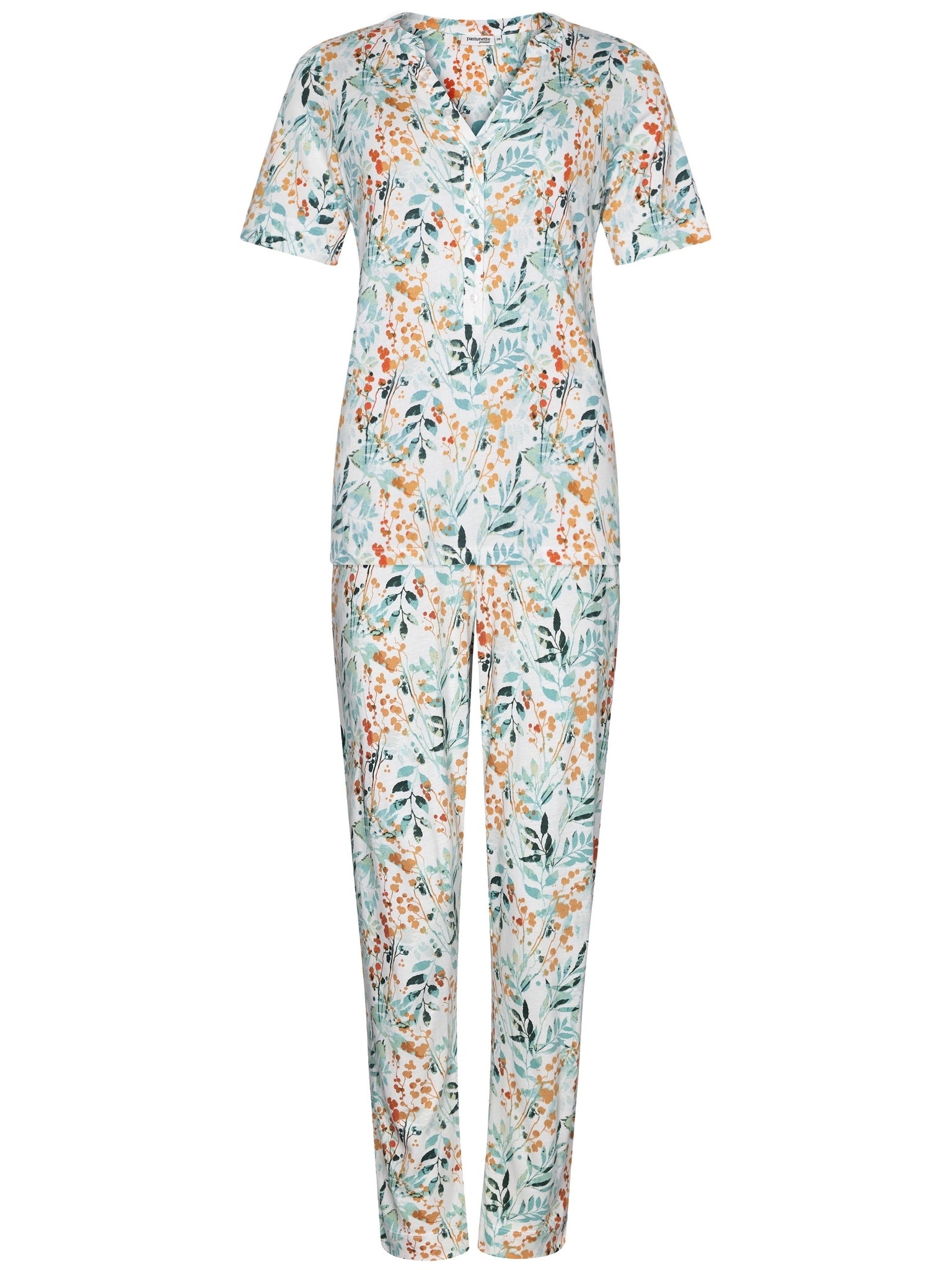 pastunette-premium-watercolor-leaves-pyjama-wei-baumwoll-modal image 1