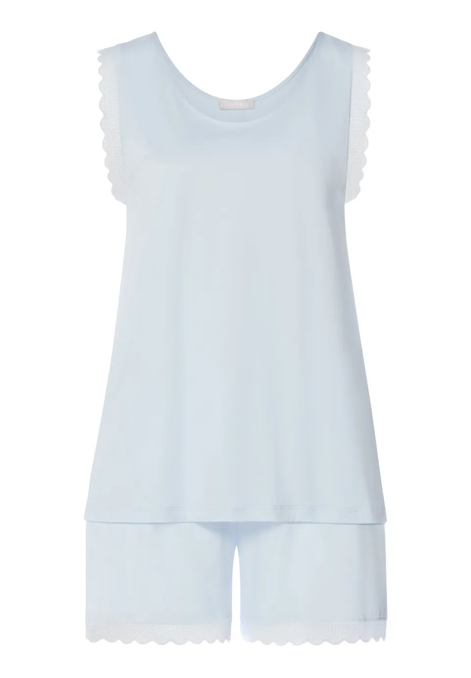 hanro-inaya-kurzpyjama-rmellos-watery-blue-pima-cotton image 1