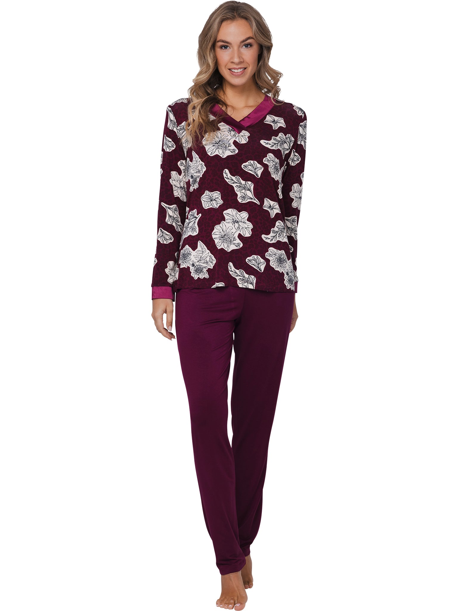 pastunette-premium-burgundy-dream-pyjama-bordeaux-print image 3