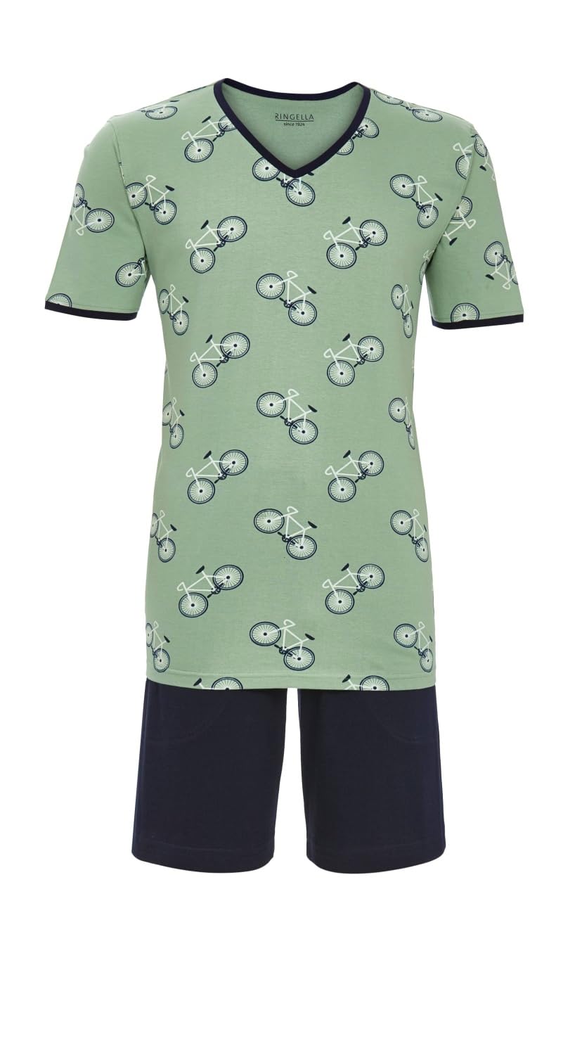 ringella-herren-shorty-fahrrad-kurzpyjama-v-ausschnitt-baumwolle image 1