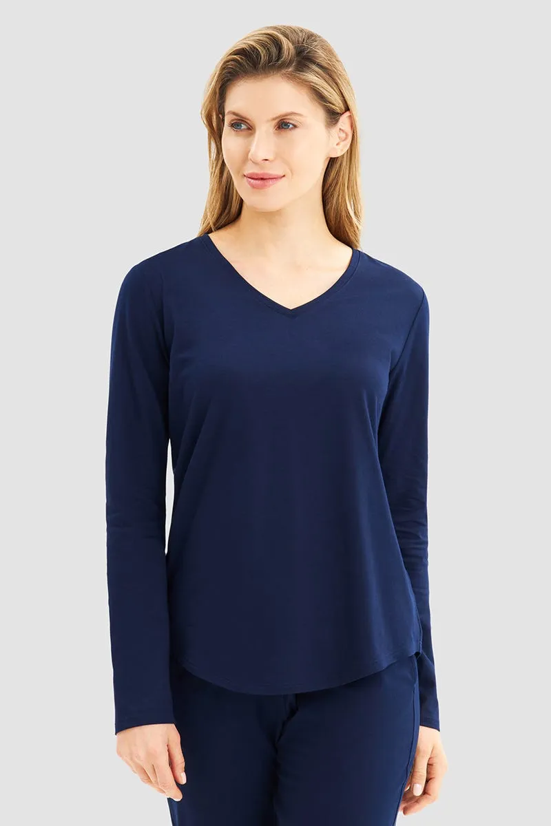 r-sch-be-happy-shirt-langarm-blau-v-ausschnitt-a-form image 1