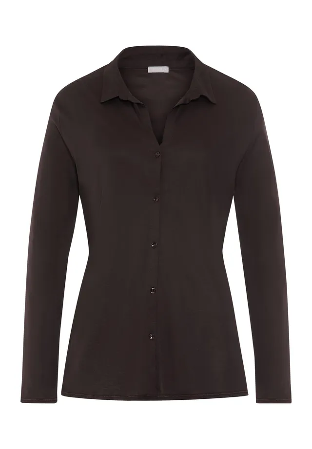 hanro-grand-central-schlafshirt-dark-mocha-modal-seide image 1