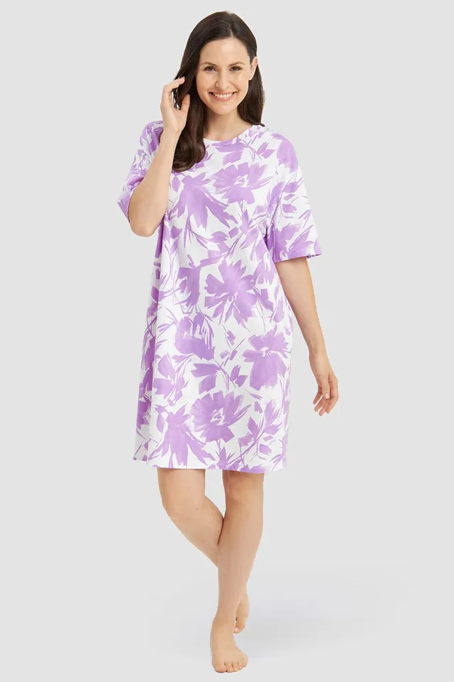 r-sch-be-happy-nachthemd-kurz-blumendruck-nachthemd-violett image 1