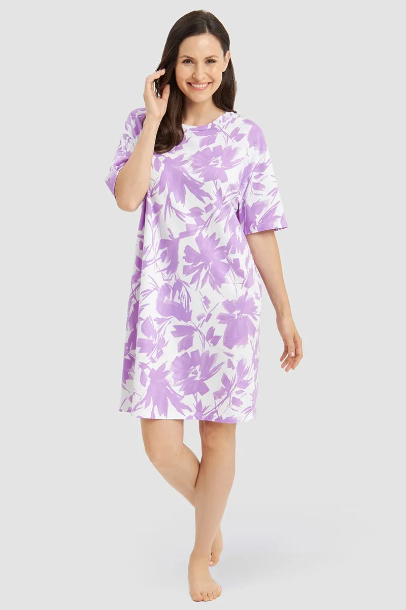 r-sch-be-happy-nachthemd-kurz-blumendruck-nachthemd-violett image 1