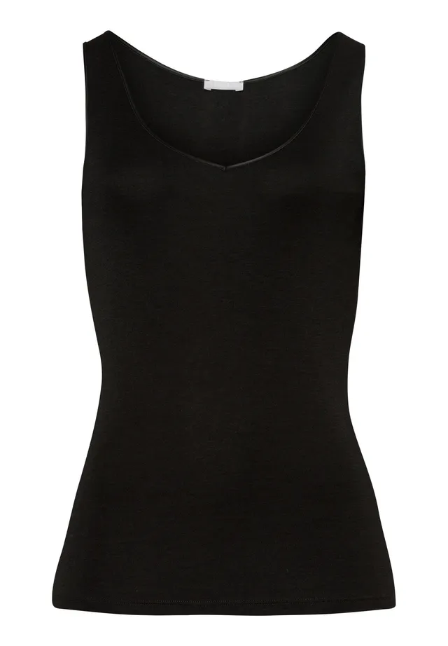 hanro-woolen-silk-tank-top-schwarz-wolle-seide-nahtlos image 1