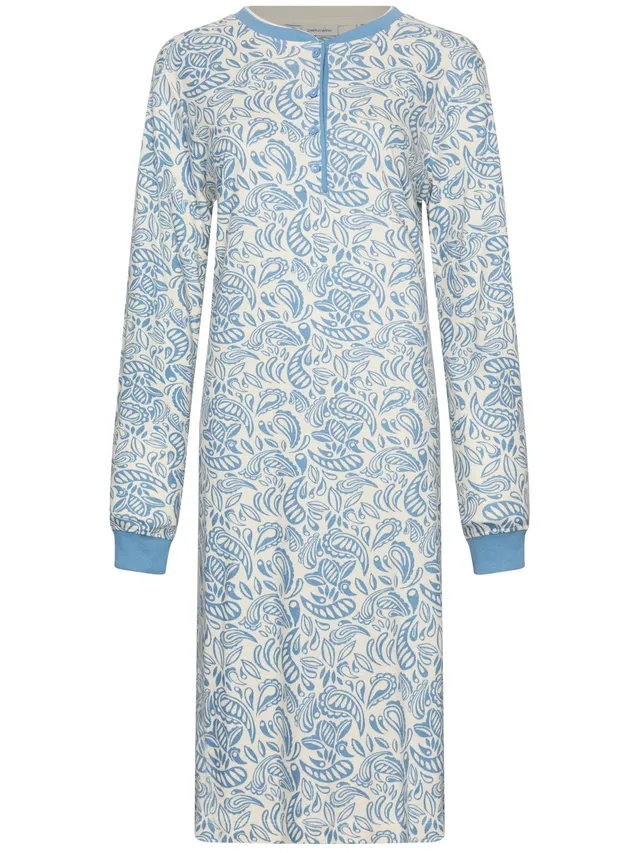 pastunette-soft-paisley-nachthemd-blau-baumwolle-langarm image 1
