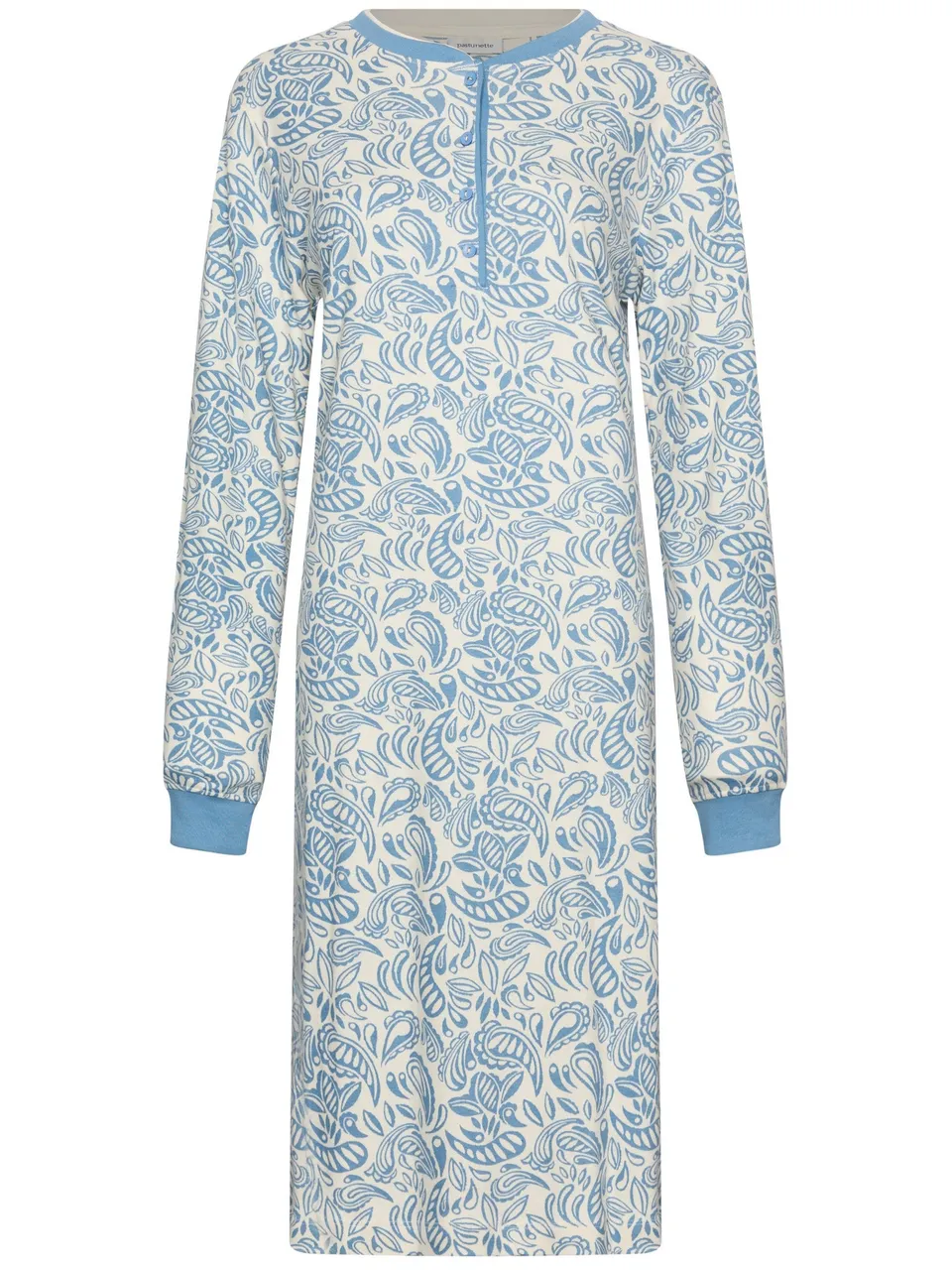 pastunette-soft-paisley-nachthemd-blau-baumwolle-langarm image 1