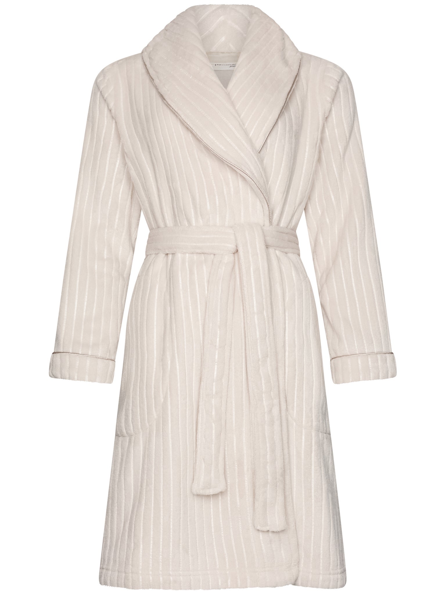 pastunette-premium-grace-bademantel-beige-gestreift-fleece image 1