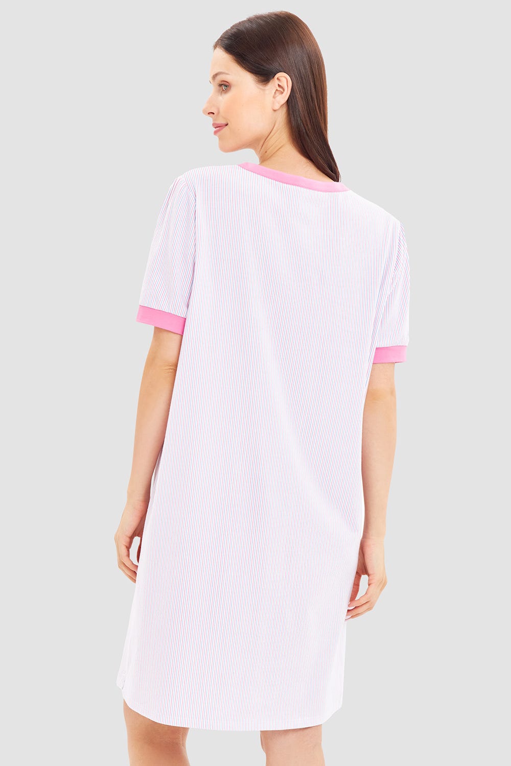 r-sch-be-happy-nachthemd-rosa-kurzarm-streifen-v-ausschnitt image 3