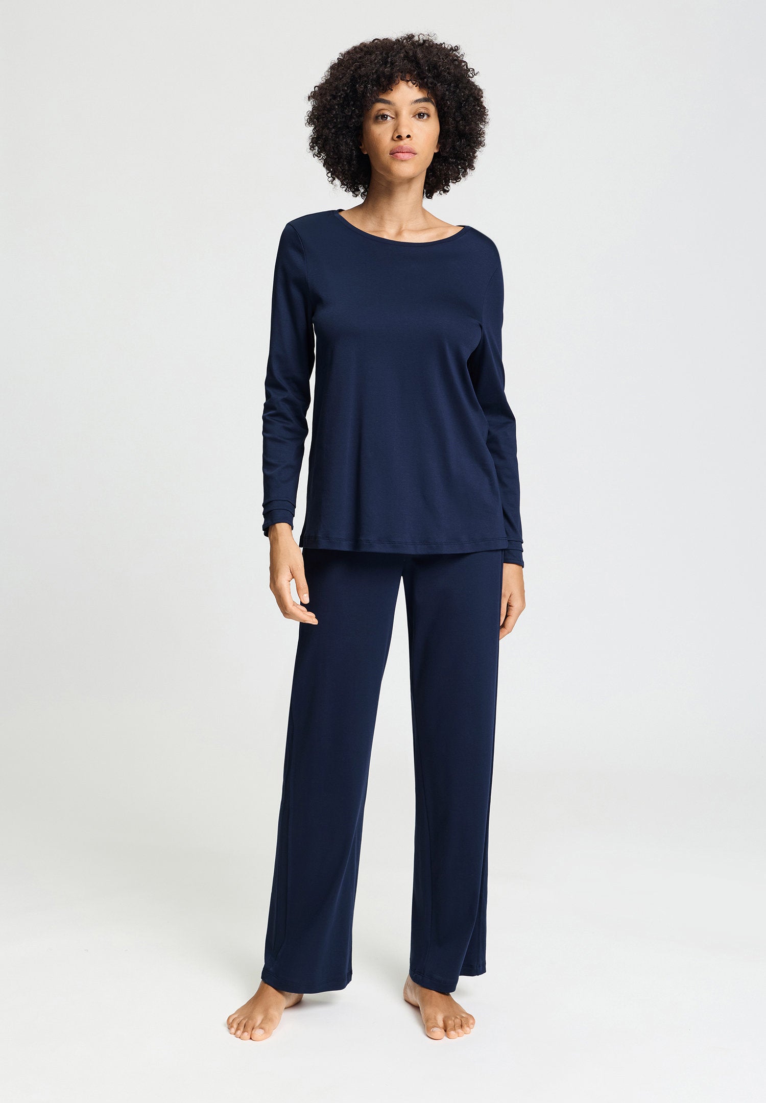 hanro-pilar-l-slv-pajama-pyjama-deep-navy-baumwolle image 2