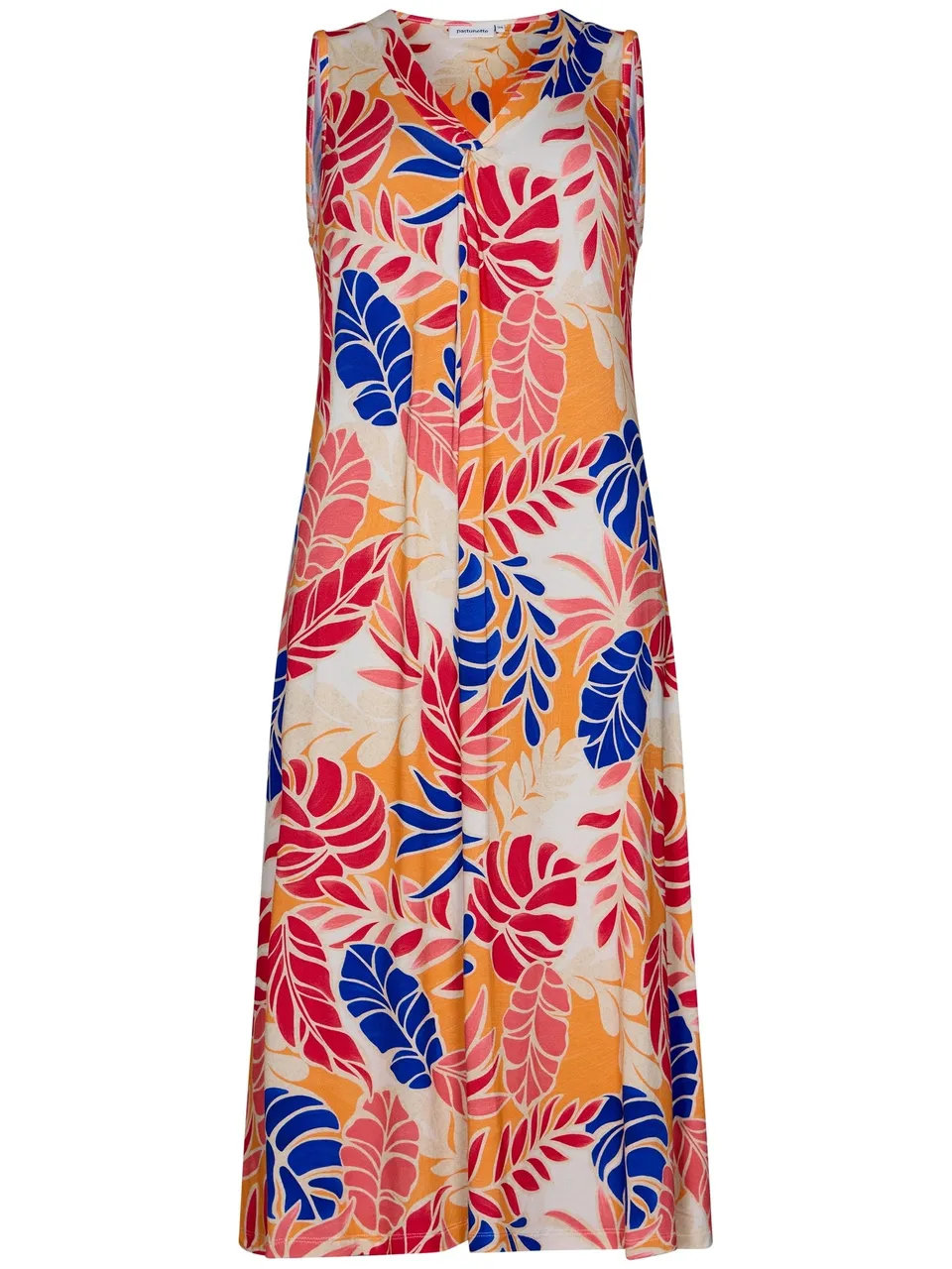 pastunette-sunset-coral-strandkleid-orange-bl-tterprint image 1