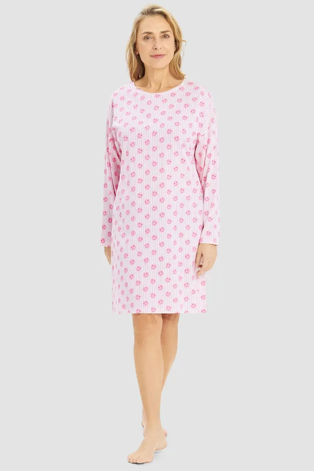 r-sch-be-happy-nachthemd-knielang-rosa-smiley-druck image 1