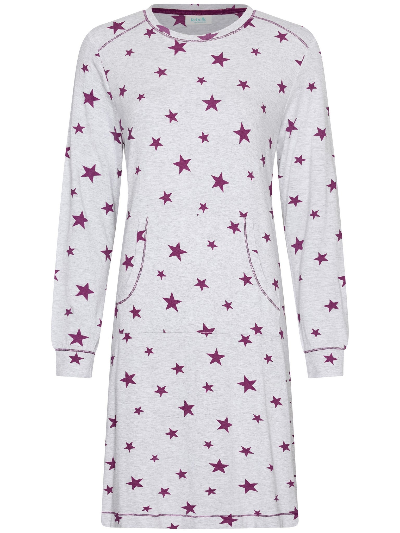 pastunette-myrebelle-starlight-magic-nachthemd-grau-sterne-viskose image 1
