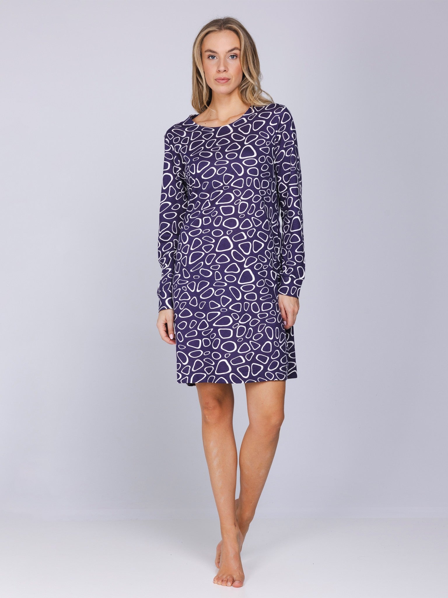 pastunette-purple-pebbles-nachthemd-lila-langarm-baumwolle image 2