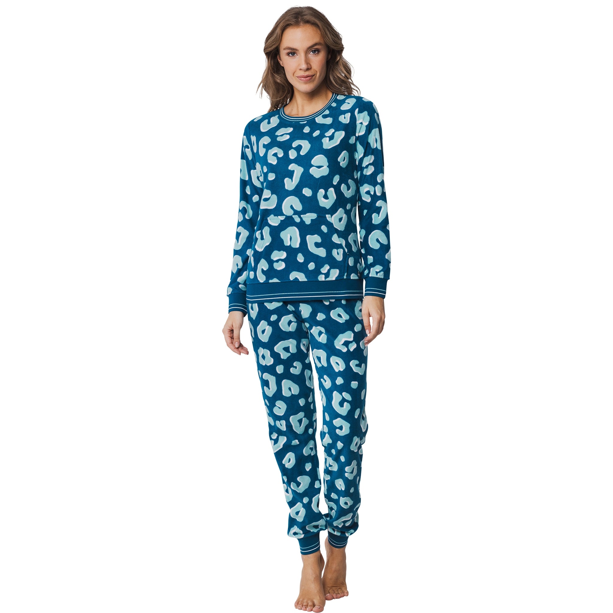 pastunette-rebelle-wild-dreams-pyjama-t-rkis-leopard-fleece image 3
